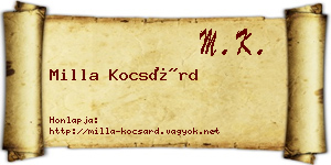 Milla Kocsárd névjegykártya